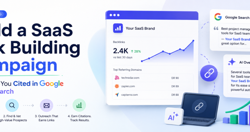 SaaS link building campaign strategy to get cited in Google AI Overviews and AI search