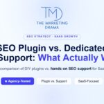 SEO plugin vs SEO agency comparison for SaaS website SEO support